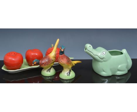 Beswick leaf moulded dishes, Carltonware dishes, novelty condiments and other items (2 boxes).