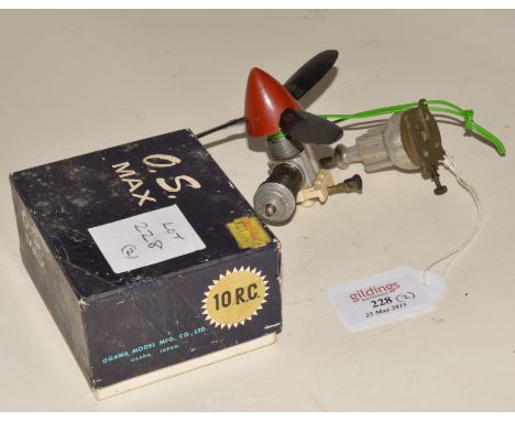 OS MAS 10 R/C marine, nearly new in box, 2 Cox 049,