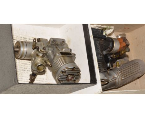 Two R/C glow engines, boxed Meteor 60 and OS 45F, both well used.