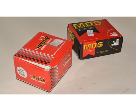 Two R/C glow engines, Irvine 53 ABC, boxed and MDS 68 heli engine, new in box.