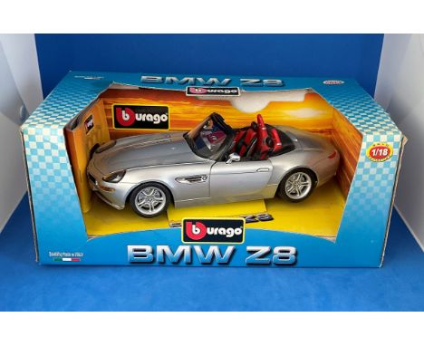 Burago Models. BMW Z8 Die Cast Metal. 1/18 Scale. Unopened, In Original Packaging. Steering works, Doors/Bonnet/Boot all open