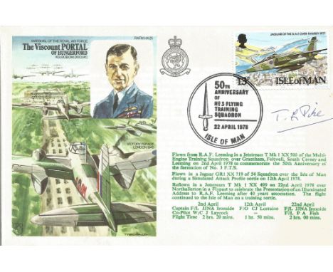 MRAF Sir Thomas Pike GCB, CBE, DFC (CO No.219 (F) Sqn., WWII signed World War Two flown cover. RAFM HA25. Cover dedicated to 