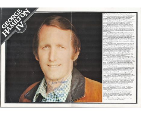 George Hamilton IV signed programme for his George Hamilton IV And Friends in Concert Tour, 1977. Hamilton IV (1937 2014) was