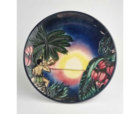 A Moorcroft Year 2000 plate, 'Birth of Light', a limited edition numbered 100/2000, painted and impressed marks, 22.5cm diame