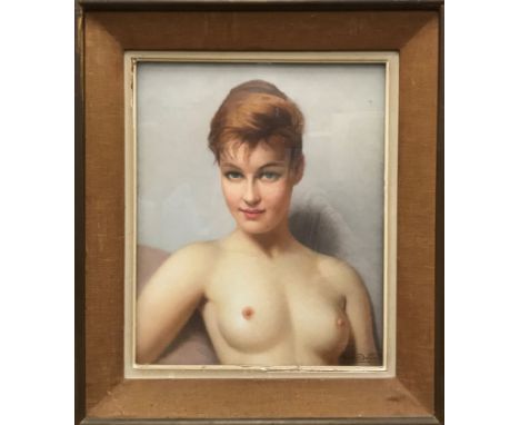 ROBERT LOUIS RAYMOND DUFLOS (French 1898 - 1929) "Artist's model nude" a portrait study, half length, pastel, signed lower ri