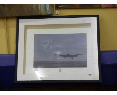 LIMITED EDITION SIGNED PRINT 'SALUTE TO A LEGEND' 50TH ANNIVERSARY 61 SQUADRON RAF 'THE DAMBUSTERS' SIGNED IN PENCIL BY CREW 