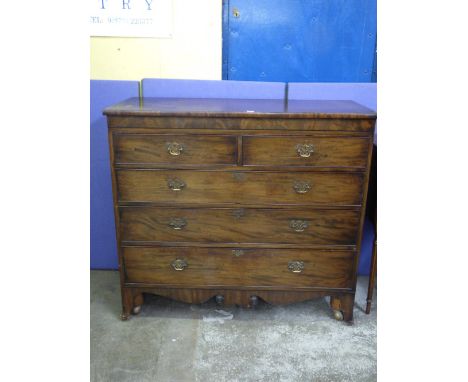 EARLY 19TH CENTURY MAHOGANY STRAIGHT FRONTED CHEST OF TWO OVER THREE DRAWERS ON SPLAY BRACKET FEET 124CM X 112CM APPROX
