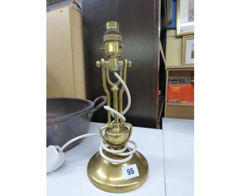 BRASS MARITIME LAMP WITH GIMBLE FITTING CONVERTED FOR ELECTRICITY