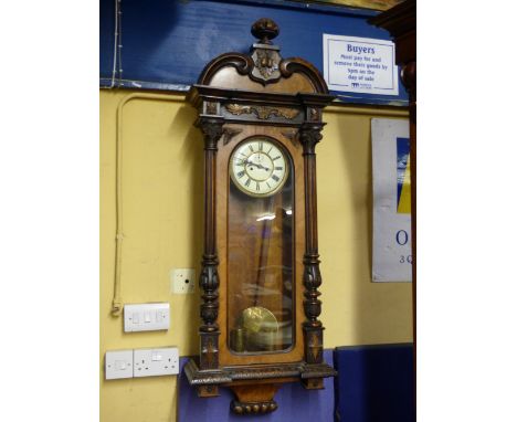 VICTORIAN WALNUT CASED DOUBLE WEIGHT VIENNA TYPE WALL CLOCK