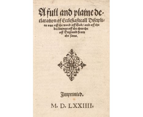 [Travers, Walter]. A full and plaine declaration of ecclesiasticall discipline owt off the word off God, and off the declinin