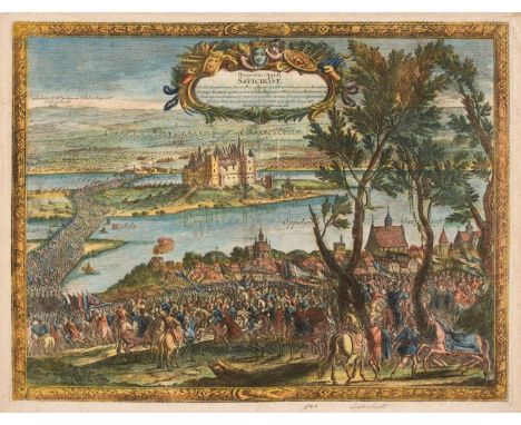 * Poland. Pufendorf (Samuel), Two Battle Scenes: Prospectus Oppidi Savichost..., [and] Prospectus Oppidi Sacrozin..., circa 1