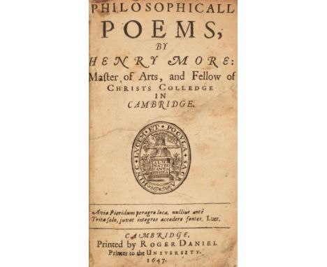 More (Henry). Philosophical Poems, by Henry More: Master of Arts, and Fellow of Christs Colledge in Cambridge, 1st collected 