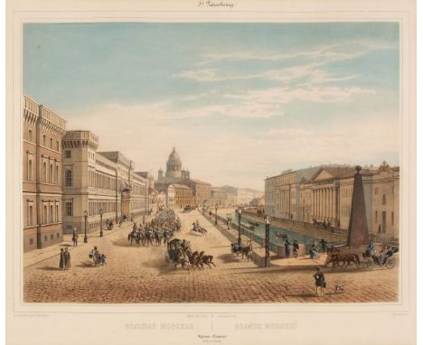 * St. Petersburgh. Grande Morskoï [and] Quai de L'Université, published by Daziaro, Paris, circa 1850, a pair of lithographs 
