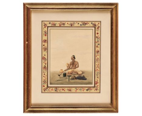 * Shiva Lal (1817-87). Ten watercolours of Indian craftsmen and musicians: Preparing a Brass Pot, A Man Playing the Sarangi, 