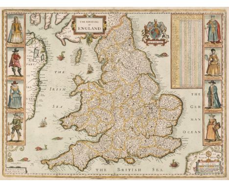 * England &amp; Wales. Speed (John), The Kingdome of England, Thomas Bassett &amp; Richard Chiswell [1676], hand-coloured 'ca