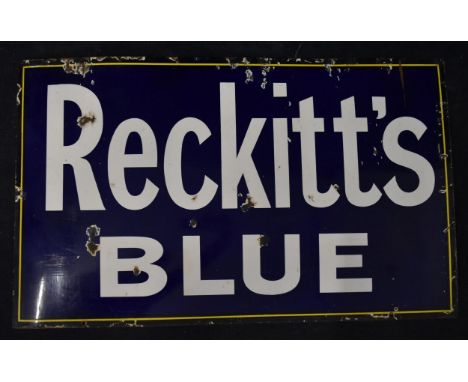 A vintage enamel advertising sign; Reckitt's Blue. H.59 W.97cm 