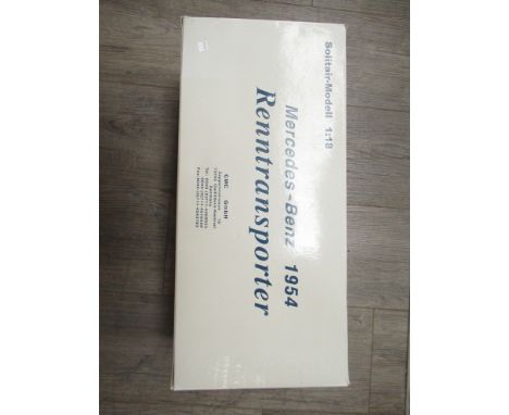 A boxed CMC 1:18 scale diecast Mercedes-Benz 1954 'Renntransporter' car transporter