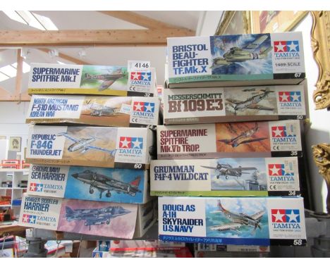 Ten Tamiya 1:48 scale aircraft plastic model kits (14) 