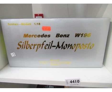 A boxed CMC 1:18 scale diecast Mercedes-Benz W196 'Silberfeil-Monoposto' racing car (steering wheel loose)