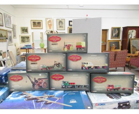 Six Corgi limited edition Vintage Glory Of Steam diecast vehicles to include Garrett Road Tractor &amp; Flatbed Trailer- Anke