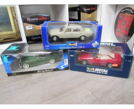 Two boxed Revell 1:18 scale diecast Mercedes-Benz and a boxed Solido Bentley (3)