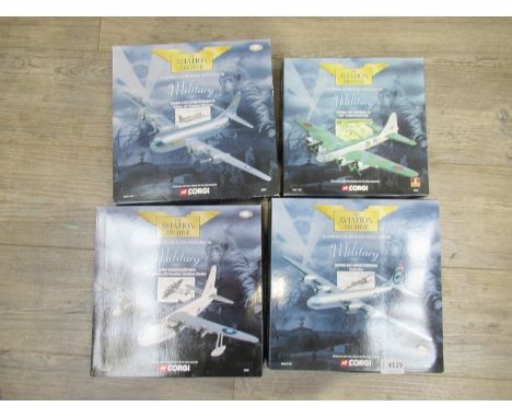 Four boxed Corgi limited edition 1:144 scale diecast Aviation Archive Military aircraft to include Boeing C-97A Stratofreight