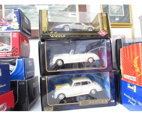 Two boxed Ricko 1:18 scale diecast Mercedes Benz and another by Guiloy (3)