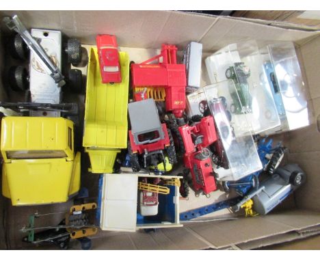 A collection of loose diecast vehicles including Britains Farm examples and three cased Solido Age D'Or classic cars