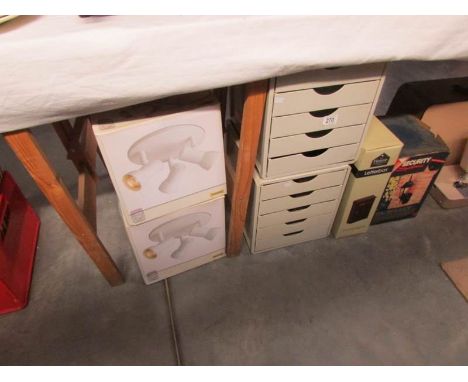 2 new triple spotlight units, 2 storage chests, a letterbox and an outside lantern