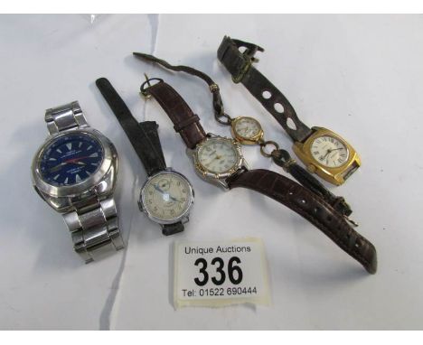 5 wrist watches being 2 Sekonda, 2 Ingersol and a Casio wave captor
