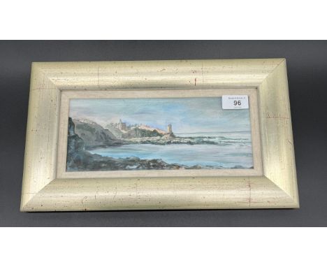 Jennifer M StoutOriginal oil titled 'Autumn light, St Andrews Castle' dated 1998. [Frame 22x38cm] 