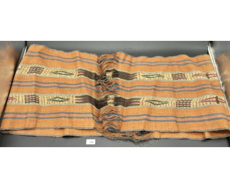 Antique hand woven sash style rug. [43cm wide] 