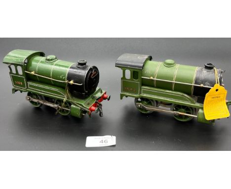 Two vintage clock work Hornby loco models. 