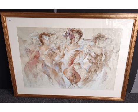 A Large Artist Proof print titled 'Invitation to the ball' by Gary Benfield Signed in gold pen. [Gilt frame- 88x117cm] 