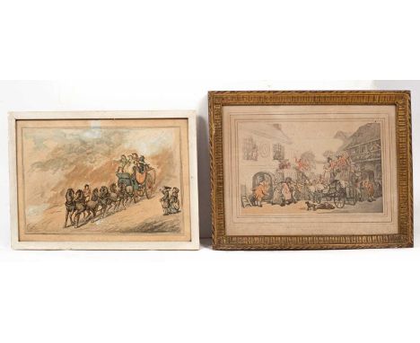 After Thomas Rowlandson (1756-1827)Coaching Sceneetching in colours23cm x 33cmwith another etching after Rowlandson (2)  Prov