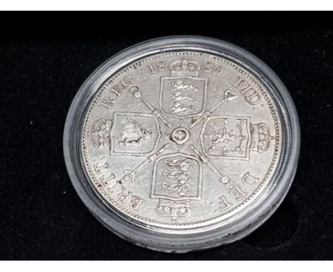 UK I889 QUEEN VICTORIA DOUBLE FLORIN SILVER COIN IN LONDON MINT PRESENTATION BOX WITH CERTIFICATE OF AUTHENTICITY