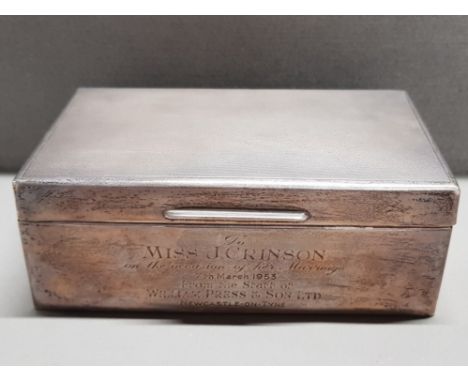 HALLMARKED BIRMINGHAM SILVER ENGRAVED CIGARETTE BOX 368G