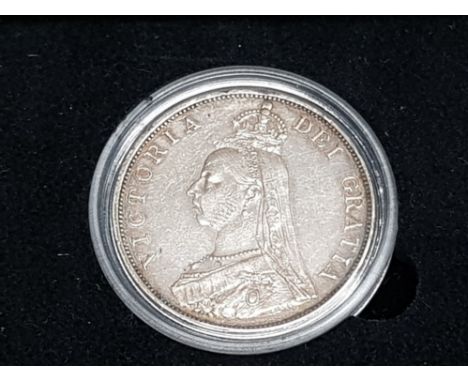 SILVER UK 1889 QUEEN VICTORIA DOUBLE FLORIN COIN HOUSED IN LONDON MINT PRESENTATION BOX WITH CERTIFICATE OF AUTHENTICITY