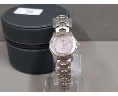 LADIES TAG HEUER STAINLESS STEEL PINK MOTHER OF PEARL WITH DIAMOND DOT DIAL BOX NO PAPERS GOOD WORKING ORDER
