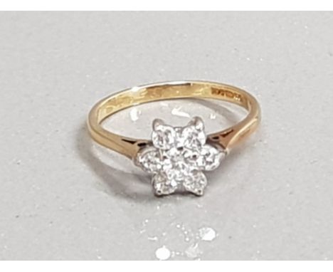 18CT GOLD DIAMOND FLOWER CLUSTER RING 2.1G SIZE K