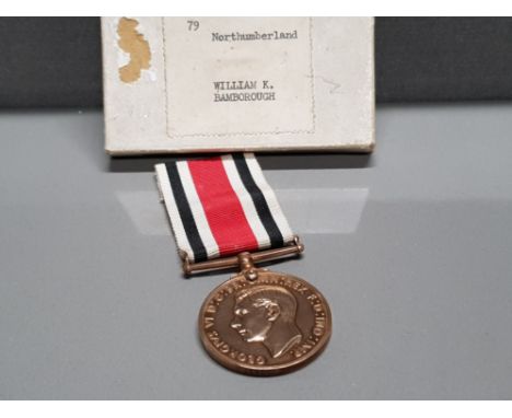 SPECIAL CONSTABULARY SERVICE MEDAL WILLIAM K BAMBOROUGH NORTHUMBERLAND