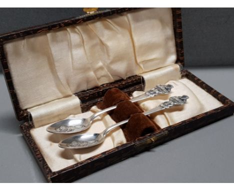 BOXED ROLEX COFFEE SPOONS WITH BOWLS MARKED LUCEME CONTINENTAL SILVER