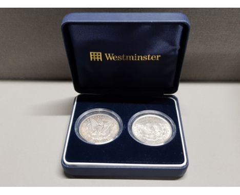 2 SILVER USA DOLLARS 1898 AND 1921 IN PRESENTATION BOX