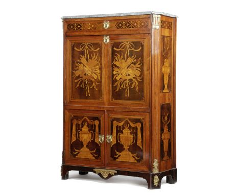 A FRENCH LOUIS XVI KINGWOOD AND MARQUETRY SECRETAIRE ABATTANT BY FRANCOIS BAYER, C.1780 with ormolu mounts and inlaid with va