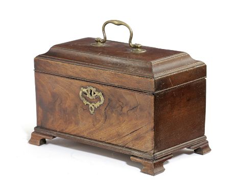 A GEORGE III MAHOGANY TEA CADDY IN THE STYLE OF THOMAS CHIPPENDALE C.1770 the twin canister interior with a central aperture 