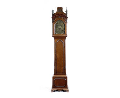 A MAHOGANY GRANDMOTHER CLOCK BY FRANCIS HALLS OF LONDON the brass eight day movement with four turned pillars with shaped pla