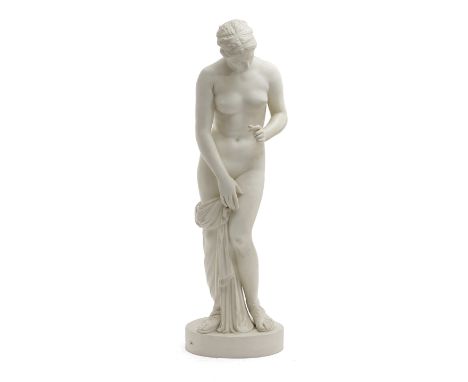 A LARGE VICTORIAN MINTON PARIAN FIGURE OF VENUS PROBABLY VENUS, WITH A DATE MARK FOR '1880' standing wearing sandals and with
