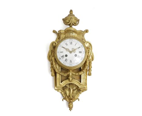 A FRENCH ORMOLU CARTEL CLOCK IN LOUIS XVI STYLE 19TH CENTURY the brass drum movement with an outside countwheel and striking 