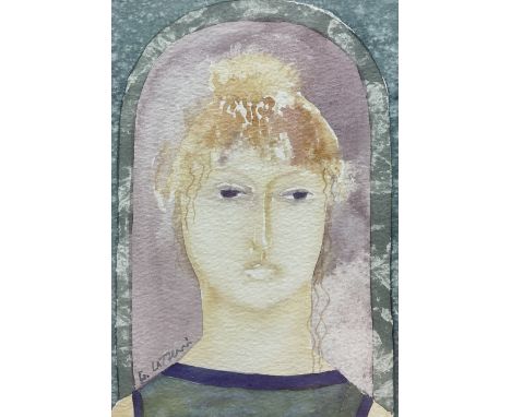 Giuliana Lazzerini (Italian/Yorkshire 1951-): 'Imaginary Portrait', watercolour signed, titled verso 16cm x 11cm