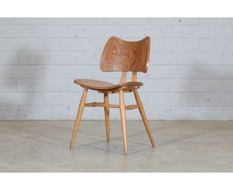 An Ercol 'Model 401 Butterfly' chair, designed by Lucian Ercolani in 1958, also known as the 'Preformed' chair, labelled 'Ben